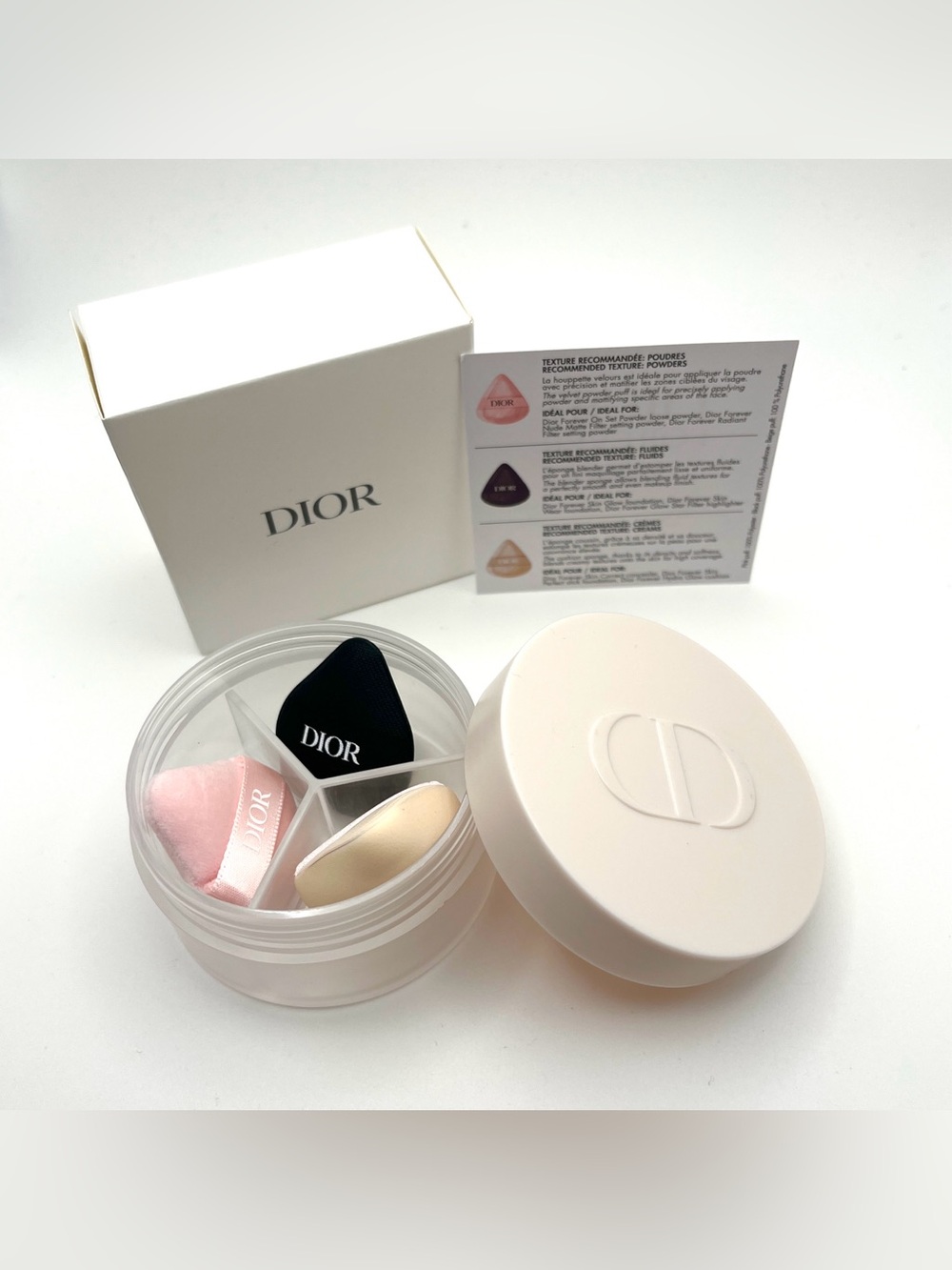 Dior Forever Mini Puffs Set 3pc Puffs For Fluids, Creams , Powders + Travel Case